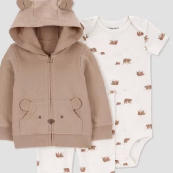 Carter's Other - NWT Carter’s Just One You Baby Boys 3PC Bear Outfit Set 12 Months French Terry